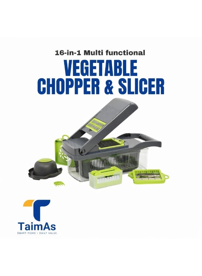 TaimAs 16-in-1 Multi- Functional Vegetable Chopper & Slicer – Fast, Easy & Mess-Free Cutting - Image 1